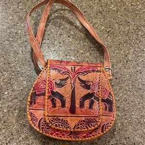Handcrafted Leather Crossbody Bag - Elephant Print- made in India